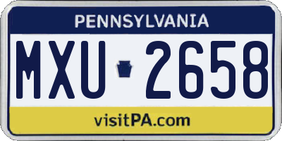 PA license plate MXU2658
