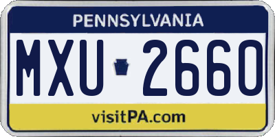 PA license plate MXU2660