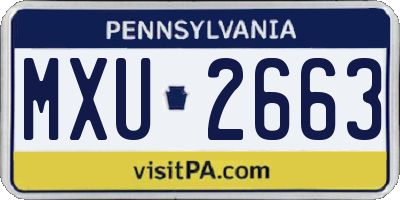 PA license plate MXU2663