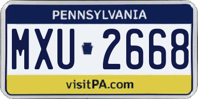 PA license plate MXU2668