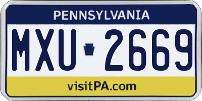 PA license plate MXU2669