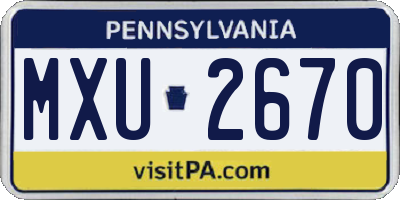 PA license plate MXU2670