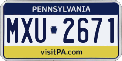 PA license plate MXU2671