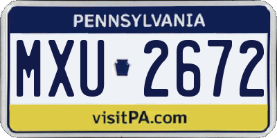 PA license plate MXU2672