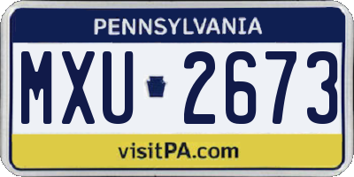 PA license plate MXU2673