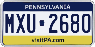 PA license plate MXU2680