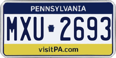 PA license plate MXU2693