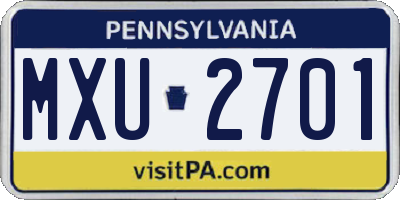 PA license plate MXU2701
