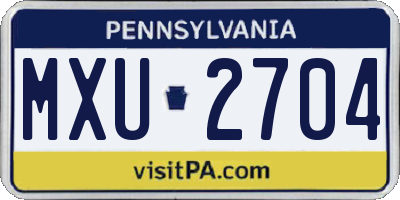 PA license plate MXU2704