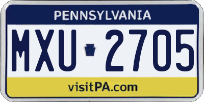 PA license plate MXU2705
