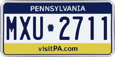 PA license plate MXU2711
