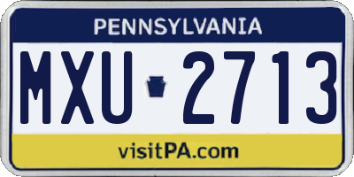 PA license plate MXU2713