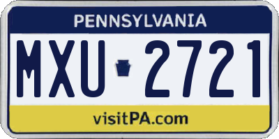 PA license plate MXU2721