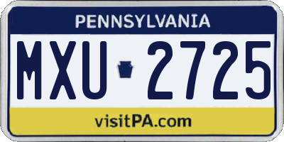 PA license plate MXU2725