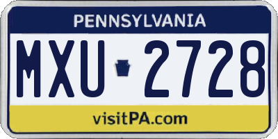 PA license plate MXU2728