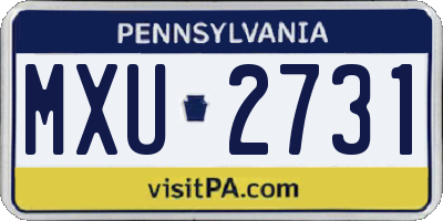 PA license plate MXU2731