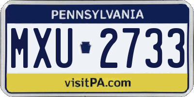 PA license plate MXU2733
