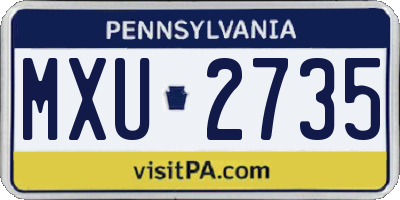PA license plate MXU2735