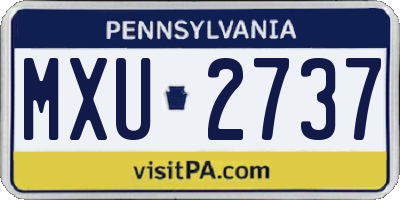 PA license plate MXU2737