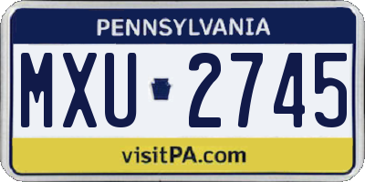 PA license plate MXU2745