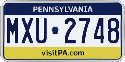 PA license plate MXU2748