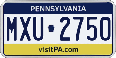 PA license plate MXU2750
