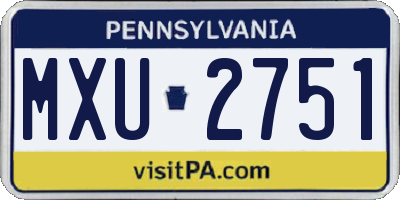PA license plate MXU2751