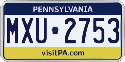 PA license plate MXU2753