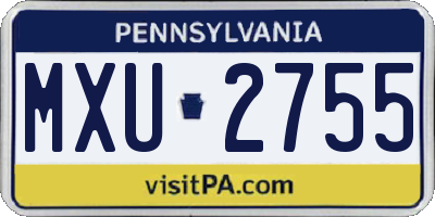 PA license plate MXU2755