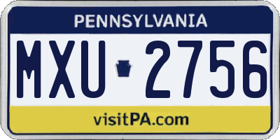 PA license plate MXU2756