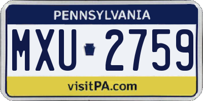 PA license plate MXU2759