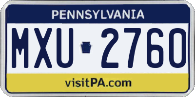 PA license plate MXU2760