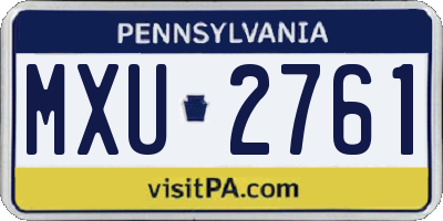 PA license plate MXU2761