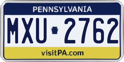 PA license plate MXU2762
