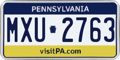 PA license plate MXU2763