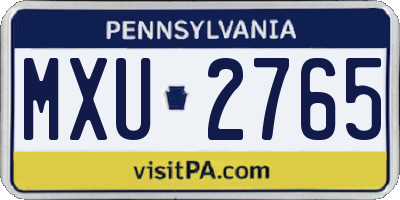 PA license plate MXU2765