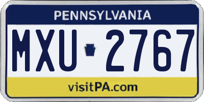 PA license plate MXU2767