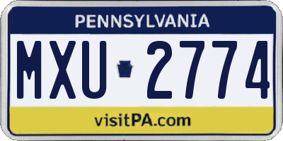 PA license plate MXU2774