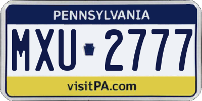 PA license plate MXU2777