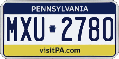 PA license plate MXU2780