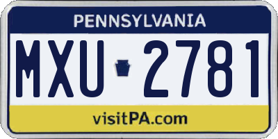 PA license plate MXU2781