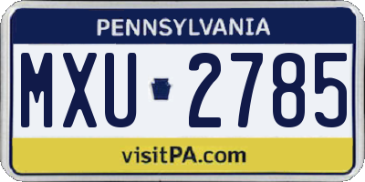 PA license plate MXU2785