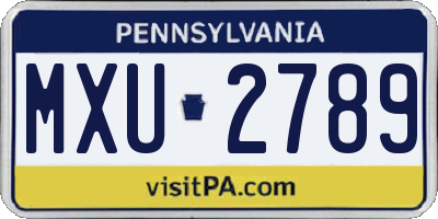 PA license plate MXU2789