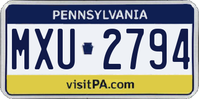 PA license plate MXU2794