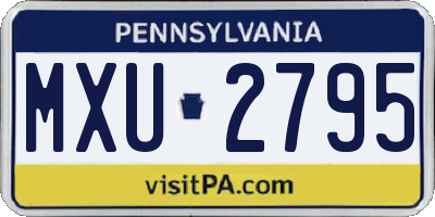 PA license plate MXU2795