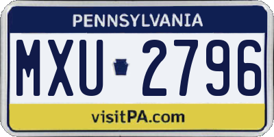 PA license plate MXU2796