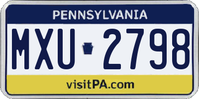 PA license plate MXU2798