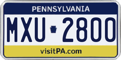 PA license plate MXU2800