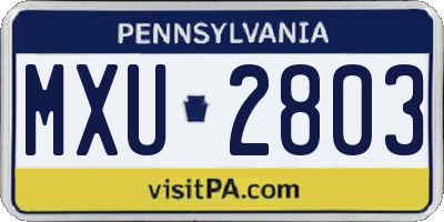 PA license plate MXU2803