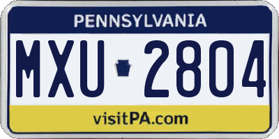 PA license plate MXU2804
